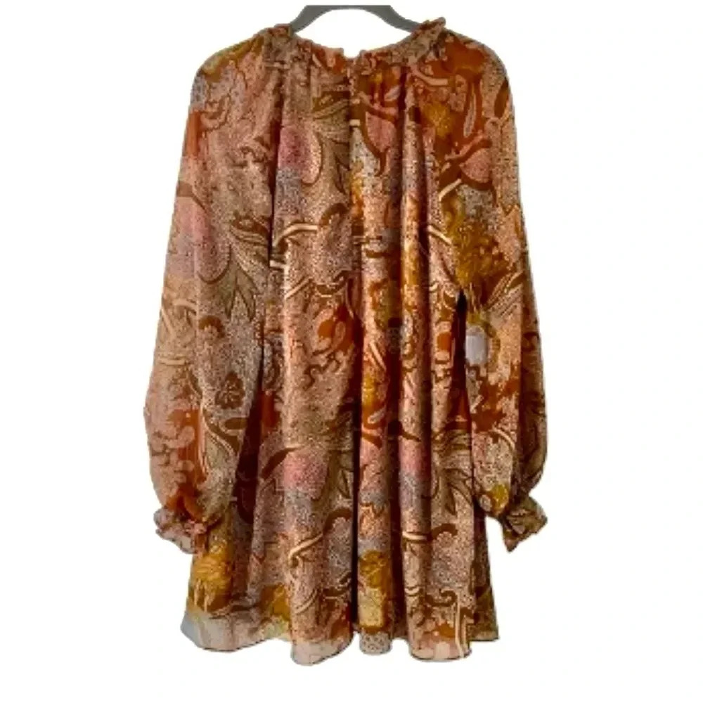 NWOT- Haute Hippie 1960 Women's Paisley Chiffon Mini Boho Dress- Size Medium